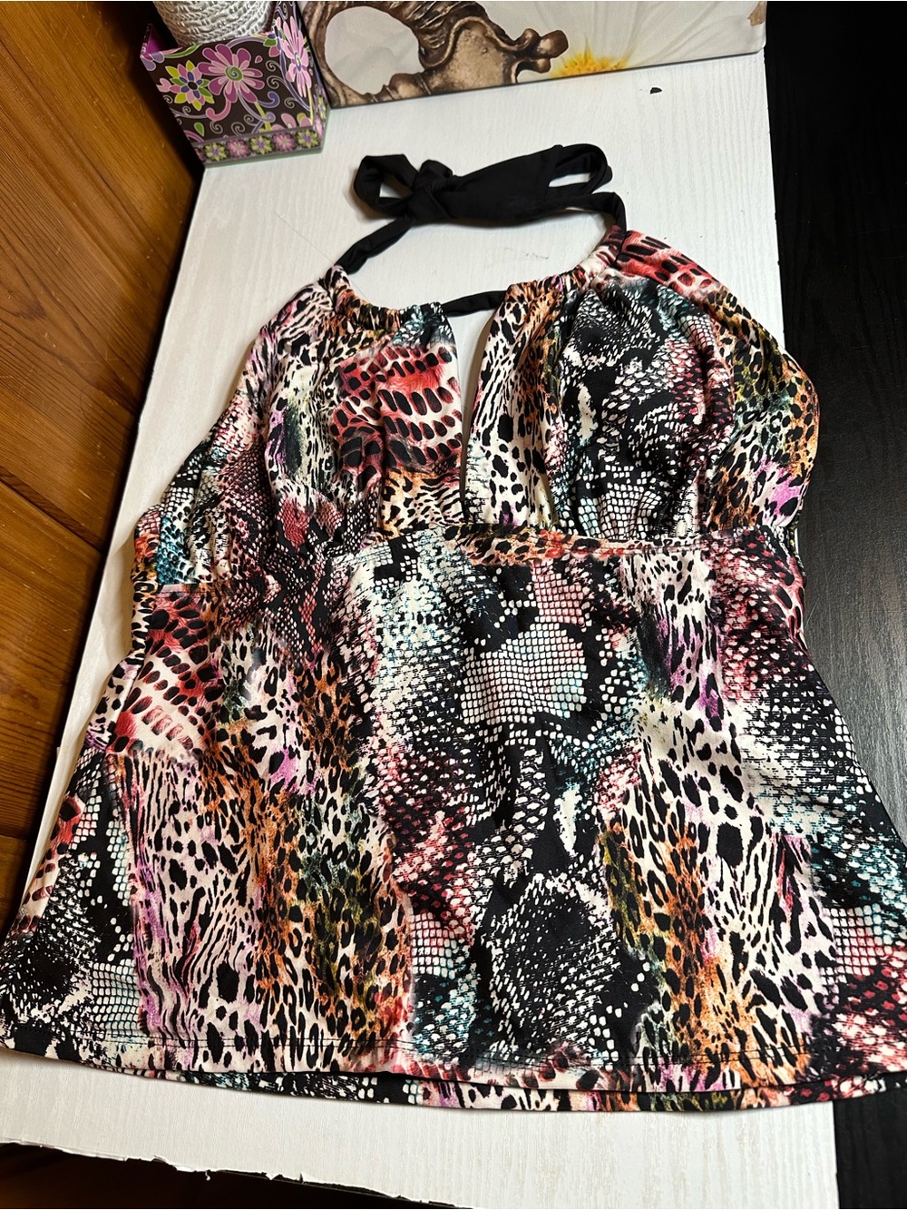 Kenneth Cole Multicolor Animal Print Halter Tank Top